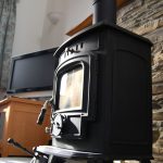 Woodburning stove at Long Linhay, Mortehoe, North Devon