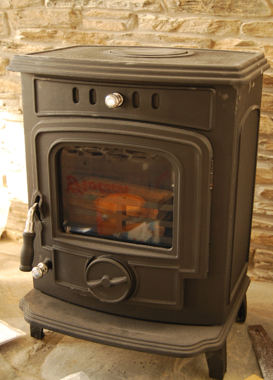 Woodburning stove at Long Linhay, Mortehoe, North Devon