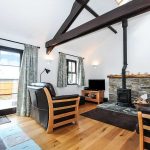 Woodburning stove at Long Linhay, Mortehoe, North Devon